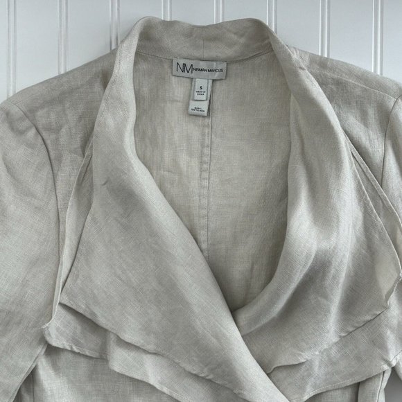 Neiman Marcus Linen Wrap Jacket (Women’s Size S) Lightweight Double Collar - Picture 5 of 6